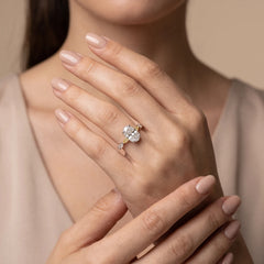 2.75 CT Oval Cut Side Stone Ring