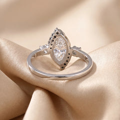 1.28 CT Marquise Partial Halo Side Stones Ring