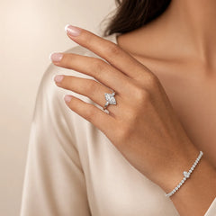 1.28 CT Marquise Partial Halo Side Stones Ring