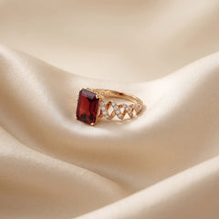 4.26 CT Emerald-Cut Ruby Diamond Twist Ring