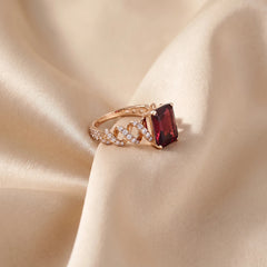 4.26 CT Emerald-Cut Ruby Diamond Twist Ring