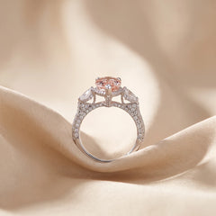 5.86 CT Pink Pear Diamond Three-Stone Ring