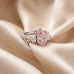 5.86 CT Pink Pear Diamond Three-Stone Ring