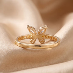 0.89 CT Marquise Cut Butterfly Pavé Ring