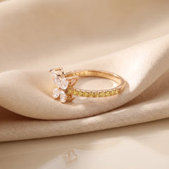 0.89 CT Marquise Cut Butterfly Pavé Ring