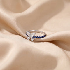 0.88 CT Marquise & Pear Cut Butterfly Sapphire Pavé Ring