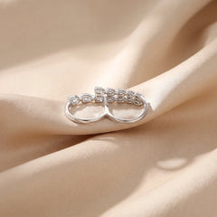 2.71 CT Pear Double Row Two-Finger Ring