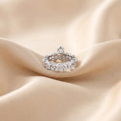 3 CT Oval Cut Multi Shape Cluster Twin Ring