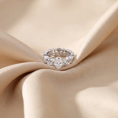 3 CT Oval Cut Multi Shape Cluster Twin Ring