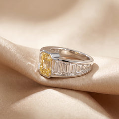 1.02 Yellow Emerald-Cut Diamond Bezel Taper Ring