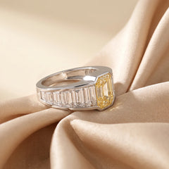 1.02 Yellow Emerald-Cut Diamond Bezel Taper Ring