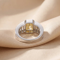1.02 Yellow Emerald-Cut Diamond Bezel Taper Ring