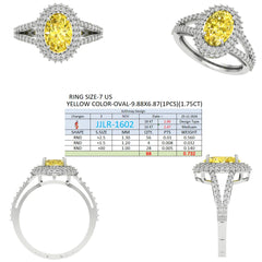 2.77 CT Oval Cut Double Halo Yellow Diamond Ring
