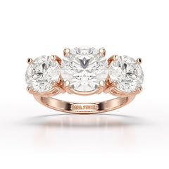 Round Lab Diamond Three Stone 6.07 CT Wedding Ring - Jama Jewels