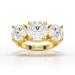 Round Lab Diamond Three Stone 6.07 CT Wedding Ring - Jama Jewels