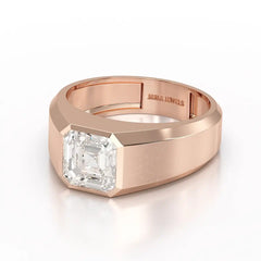3 CT Asscher Cut Lab Diamond Men's Ring