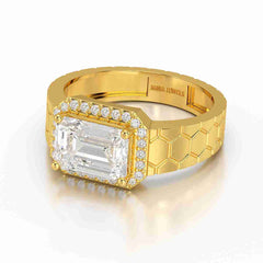 3.23 CT Emerald Cut Lab Diamond Men's Ring