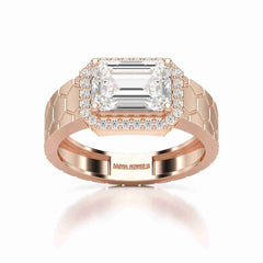 3.23 CT Emerald Cut Lab Diamond Men's Ring