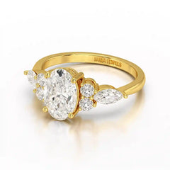 2 CT Oval Shaped Round Lab Diamond Ring