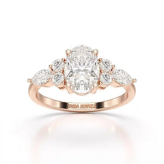 2 CT Oval Shaped Round Lab Diamond Ring