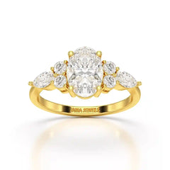 2 CT Oval Shaped Round Lab Diamond Ring