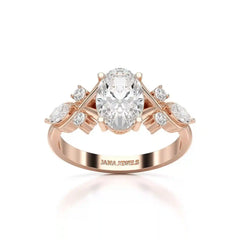 1.80 CT Oval Cut Sideways Ring with Marquise & Round Side Diamonds