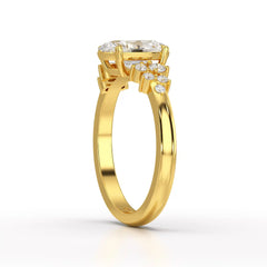 1.80 CT Oval Cut Ring with Round Side Diamonds