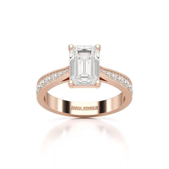 2.35 CT Emerald Cut Lab Diamond Ring