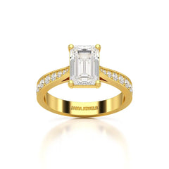 2.35 CT Emerald Cut Lab Diamond Ring