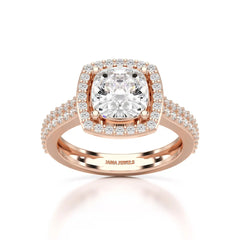 2.50 CT Cushion Cut Ring with Round Diamonds