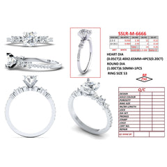 1.55 CT Round Brilliant Side Stone Ring