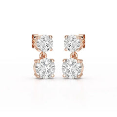 Simple Round Cut 6.34 CT Lab Diamond Drop Earring