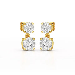 Simple Round Cut 6.34 CT Lab Diamond Drop Earring