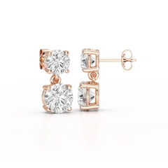 Simple Round Cut 6.34 CT Lab Diamond Drop Earring