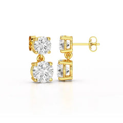 Simple Round Cut 6.34 CT Lab Diamond Drop Earring