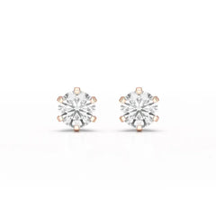 Simple Stud 0.87 CT Round Lab Diamond Earrings - Jama Jewels