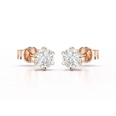 Simple Stud 0.87 CT Round Lab Diamond Earrings - Jama Jewels