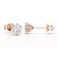 Simple Stud 0.87 CT Round Lab Diamond Earrings - Jama Jewels