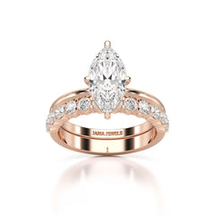 2.65 CT Marquise Cut Double Solitaire Ring with Side Diamonds