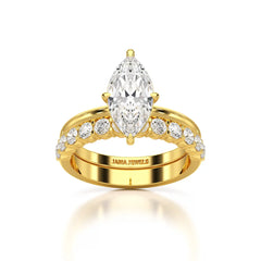 2.65 CT Marquise Cut Double Solitaire Ring with Side Diamonds