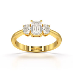 1.3 CT Three Stone Emerald Oval Cut Lab Diamond Ring