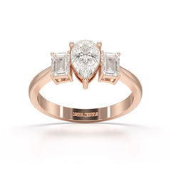 1.3 CT Three Stone Lab Diamond Engagement Ring