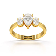 1.25 CT Three Stone Pear Oval Cut Lab Diamond Ring