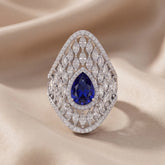 5.43 CT Pear Sapphire & Marquise Statement Cocktail Ring