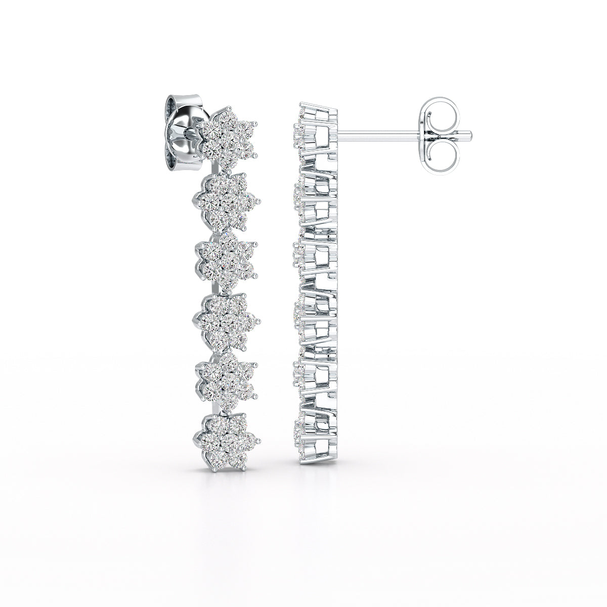 1.35 CT Star Shaped Lab Diamond Dangle Wedding Earrings - Jama Jewels