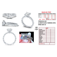 3.72 Princess Cut Side Stone Ring