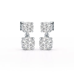 Simple Round Cut 6.34 CT Lab Diamond Drop Earring