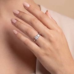 1.6 CT Emerald and Round Ring