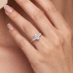 1.5 CT Oval & Pear Three Stone Ring