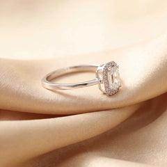 0.6 CT Emerald & Round Halo Ring